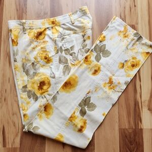 New cotton pants women size 8 Roberto CAVALLI inspired flowery print. 5 pockets.